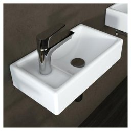 Lave mains suspendu 41x23x10 cm mini vasque- céramique Blanche Gauche - Meje