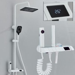 Colonne de Douche Blanc 4 modes avec lcd Affichage Température d'Eau- Système de Douche Montage