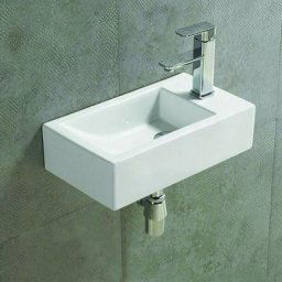 Lave main Rectangulaire Droite - Céramique Blanc - 46x26 cm - Studio
