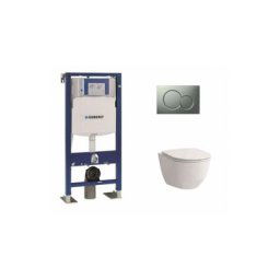 Pack wc Geberit UP320 + cuvette sans bride Rimless + plaque Sigma chr mate