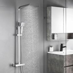 Ensemble de douche Carré Thermostatique Showerpipe Colonne de Douche en Inox avec Pommeau de douche
