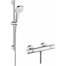 Hansgrohe - Croma Select e - Set de douche Vario avec thermostat, 3 jets, barre de douche 650 mm,
