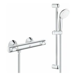 Grohe - Precision Flow Set de Mitigeur de douche thermostatique + Douchette 2 jets + Barre de