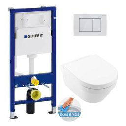 Pack wc Bati UP100 + wc sans bride Villeroy & Boch Architectura, fixations invisibles + Abattant +