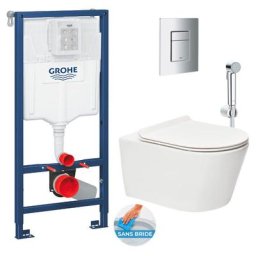 Pack wc Bâti-support Rapid sl + wc sans bride Brevis + Abattant softclose + Douchette bidet +