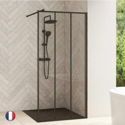 KINEDO Paroi de douche verre profilés noirs Smart Design Solo Factory, 200 x 120