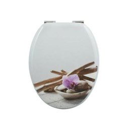 Spirella - Abattant wc mdf Motif bali - Charnières Zinc - Blanc