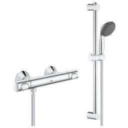 Grohe - Precision Flow Set de Mitigeur de douche thermostatique + Douchette, Barre de douche 600mm,