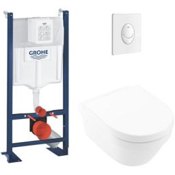 Lot wc suspendu villeroy et boch Architectura avec abattant, bâti support grohe Rapid sl project et