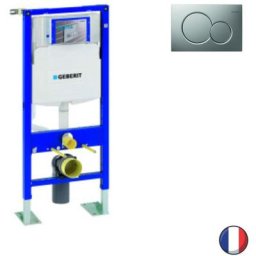 Bati support WC GEBERIT Duofix autoportant, sigma 112 cm + Plaque de commande, chromé brillant,