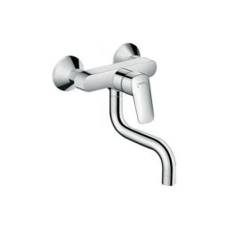 Mitigeur d'evier mural Hansgrohe Logis M31, plage pivotement 180° saillie 150mm, chrome