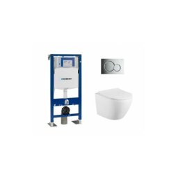Pack Geberit UP320 + Cuvette sans bride kelos Blanc Mat+ Plaque Sigma Chromé Brillant