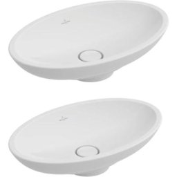 Villeroy et boch Lot de deux vasques ovales à poser Loop & Friends, 58,5 x 38, Blanc CeramicPlus,