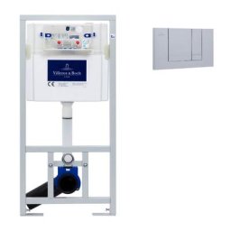 Viconnect Pro Pack Bâti support pour wc suspendu + Plaque de déclenchement double touche chrome mat