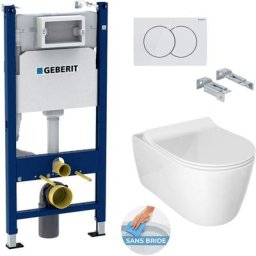Geberit - Pack wc Bâti Duofix + Cuvette Idevit Alfa sans bride fixations invisibles + Abattantsoft