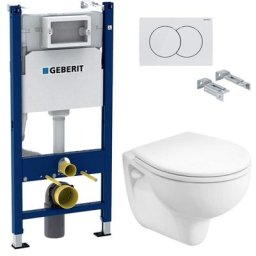 Geberit Pack WC Bati-support avec Cuvette Kolo Rekord + Abattant + Plaque blanche (KoloGeb3)