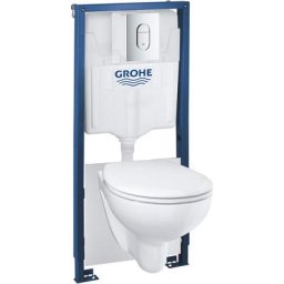Pack Solido 5 en 1 : Rapid sl, plaque de commande, wc rimless Bau Ceramic, équerres et set