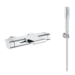 Grohe - Grohtherm 2000 Set mitigeur thermostatique bain/douche + Douchette 1 jet + Flexible et