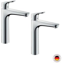Hansgrohe - Lot 2 mitigeur lavabo Focus H190 Eco C3, avec tirette chromé