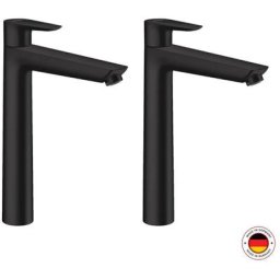 Lot de 2 Mitigeur de lavabo 240, sans tirette ni vidage noir mat Hansgrohe x2