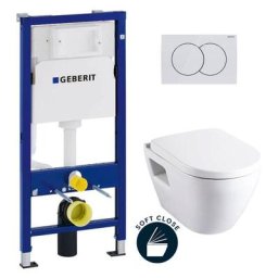 Geberit - Pack wc Solid UP100 +wc Serel SM10 avec brides + Plaque DELTA01 blanche (39186GEB1)