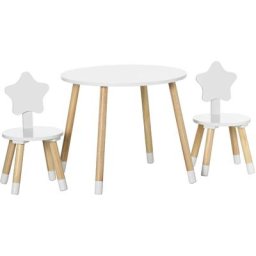 Ensemble table et chaises enfant design scandinave motif étoile bois pin mdf blanc - Blanc