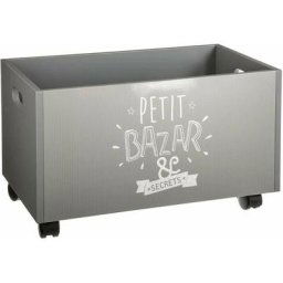 Coffre à Jouets Gris à Roulettes Atmosphera For Kids