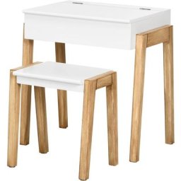 Bureau enfant style scandinave - ensemble bureau et tabouret - case de rangement - mdf blanc aspect