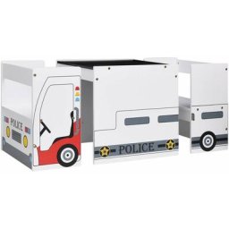 Table et chaises enfant 3 pcs Design de véhicule de police MDF vidaXL - Blanc