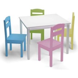 Costway - Ensemble Table et Chaises Enfant en Bois/Bureau Enfants pour Travailler Manger Dessiner,