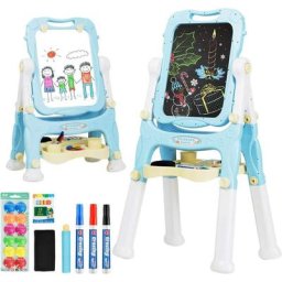 Costway - 2en1 Tableau Enfant 2 Faces Noir Craies et Magnétique Blanc 2 Hauteurs