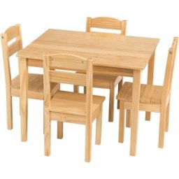 Costway - Ensemble Table et Chaises Enfant en Bois/Bureau Enfants pour Travailler Manger Dessiner,
