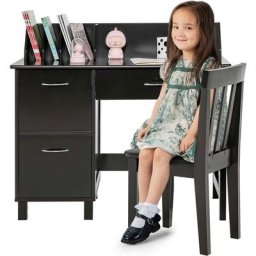 Dreamade - Ensemble Bureau et Chaise d'Étude pour Enfants, Table d'École Multifonctionnelle avec