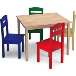 Costway - Ensemble Table et Chaises Enfant en Bois/Bureau Enfants pour Travailler Manger Dessiner,