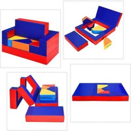 Dreamade - Canapé Bloc de Construction Coloré pour Enfants 4 en 1, Canapé de Jeu, Table