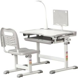 Bureau enfant avec chaise - ensemble bureau et chaise réglable - lampe, support de lecture,