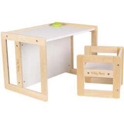 Kiddymoon - Table Et Chaise Pour Enfants Petit Bureau, Natural/Blanc - natural/blanc