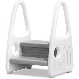 Marchepied enfant Gris Marchepied pour enfant,Tour d'apprentissage,Avec 2 marches en plastique,Pour