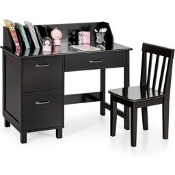 Costway - Ensemble Bureau et Chaise pour Enfants, Table d'apprentissage Scolaire pour Enfants avec