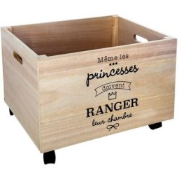 Atmosphera - Coffre à roulettes xxl - Bois - Chambre d'enfant - Livraison gratuite - Beige