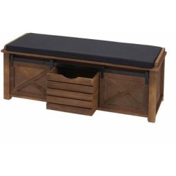 Banc avec compartiments de rangement banquette rembourrée 43x102x33cm bois marron - marron