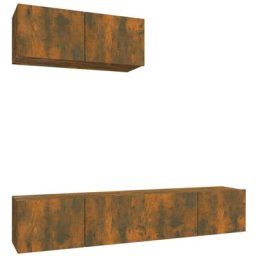 Ensemble de meubles tv 3 pcs Chêne fumé Bois d'ingénierie Vidaxl Chêne fumé