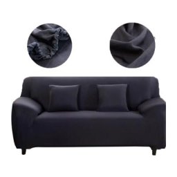 Housse pour canapé 2 places 145-185 cm en noir