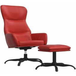 Chaise de relaxation avec tabouret Bordeaux Similicuir Vidaxl Rouge bordeaux