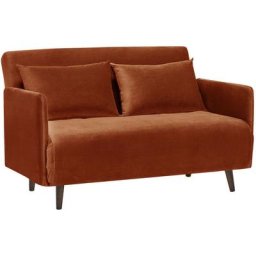 Drawer - Canapé convertible 2 places en velours - Belushi - Couleur - Rouille