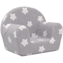 Canapé pour enfants Gris clair avec étoiles Peluche douce Vidaxl Gris et blanc