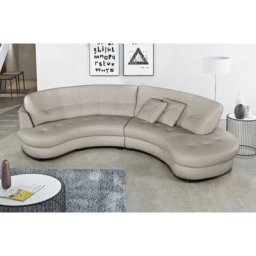 Canapé en cuir italien de luxe 5/6 places bretini gris clair, côté accoudoir gauche - Gris clair
