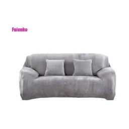 Housse de Canapé 3 Places Velours Gris clair 190-230cm Fuienko