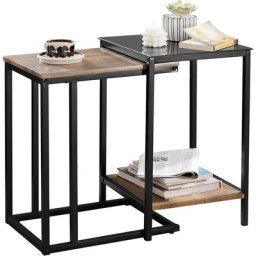 FBT99-F Tables Basses Gigognes, Lot de 2, Tables d'Appoint Empilables, Bouts de Canapé, Tables de
