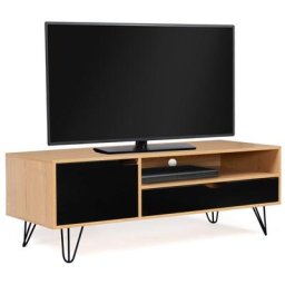 Meuble tv vintage noemi 1 porte 1 tiroir bois pied épingle